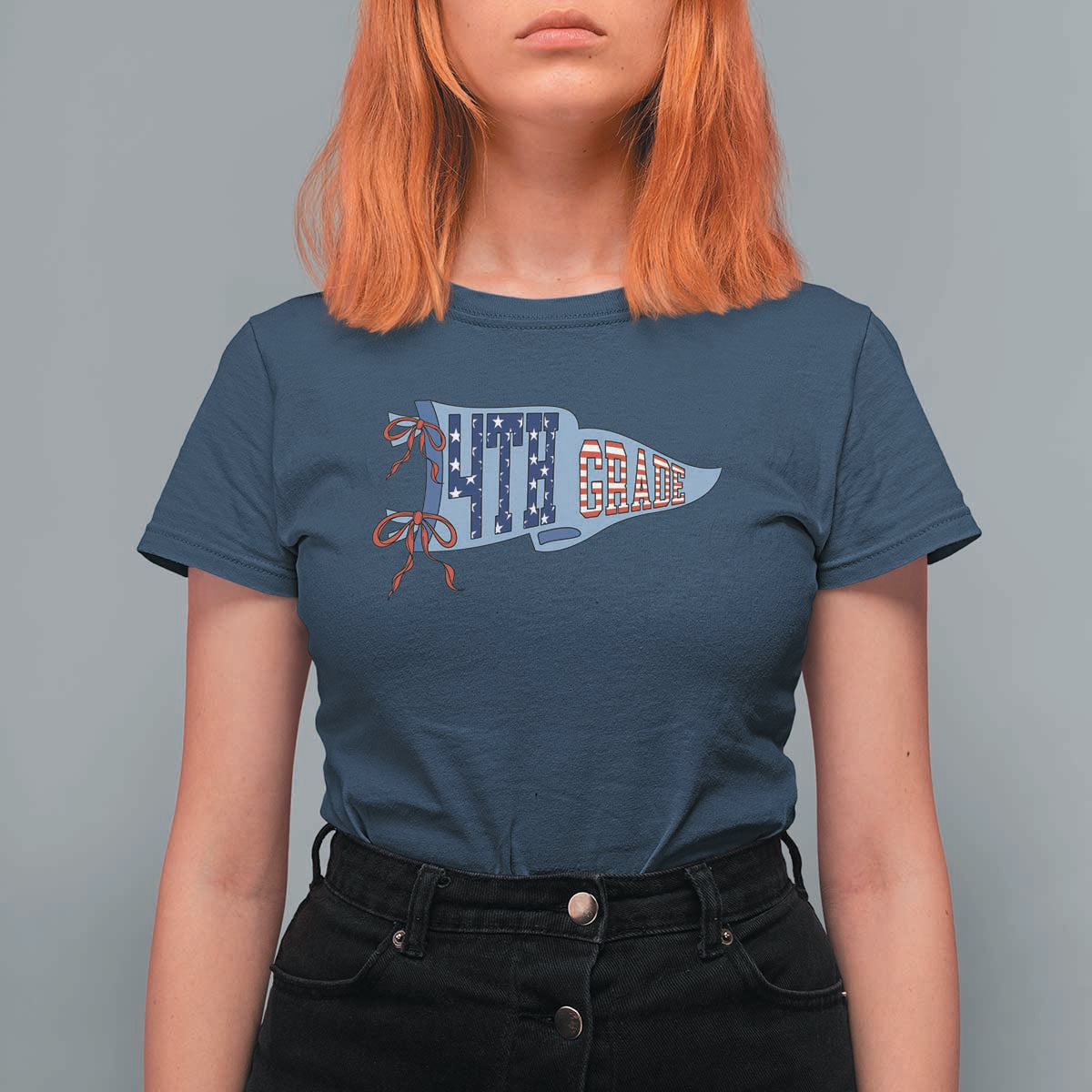4th Grade Teacher Pennant US Flag Back to School T Shirt For Women