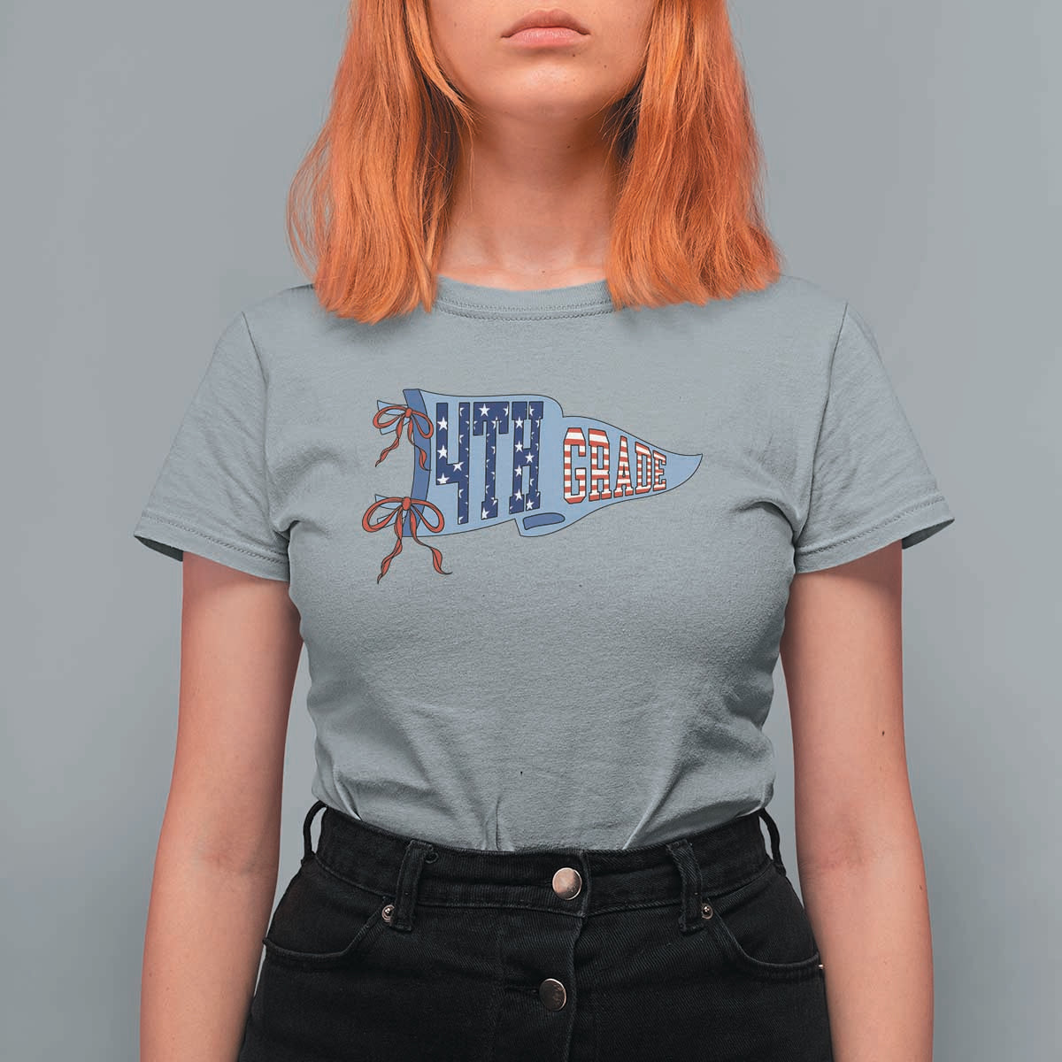 4th Grade Teacher Pennant US Flag Back to School T Shirt For Women