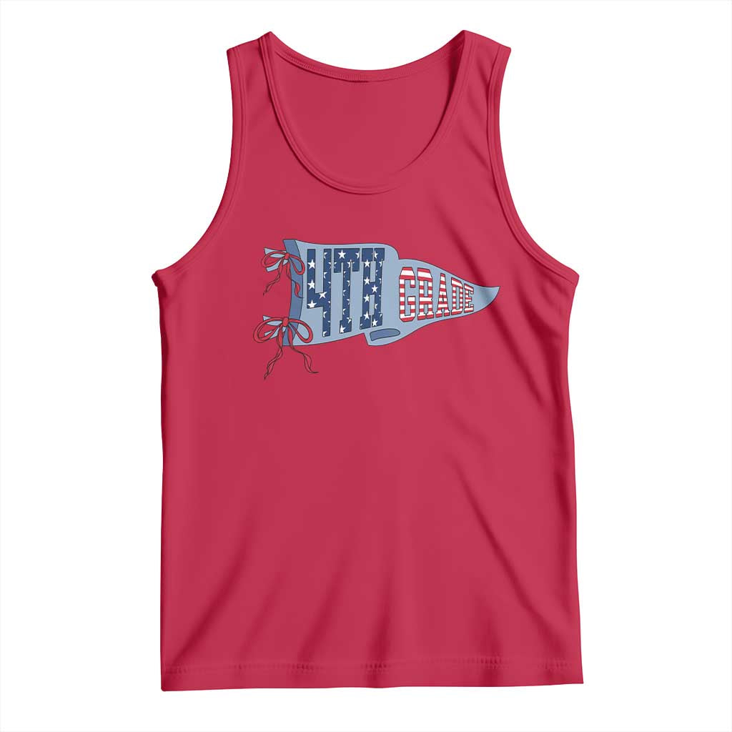 4th Grade Teacher Pennant US Flag Back to School Tank Top
