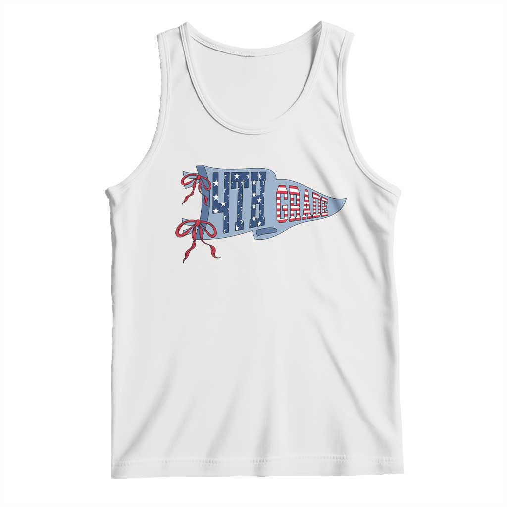 4th Grade Teacher Pennant US Flag Back to School Tank Top