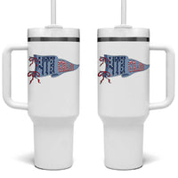 4th Grade Teacher Pennant US Flag Back to School Tumbler With Handle