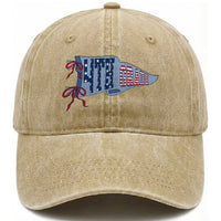 4th Grade Teacher Pennant US Flag Back to School Washed Cotton Baseball Cap