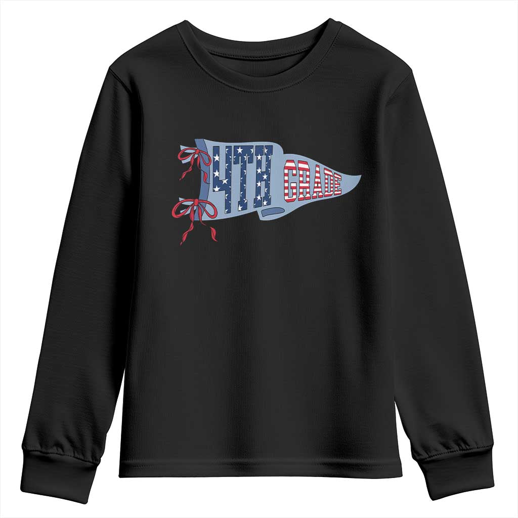 4th Grade Teacher Pennant US Flag Back to School Youth Sweatshirt