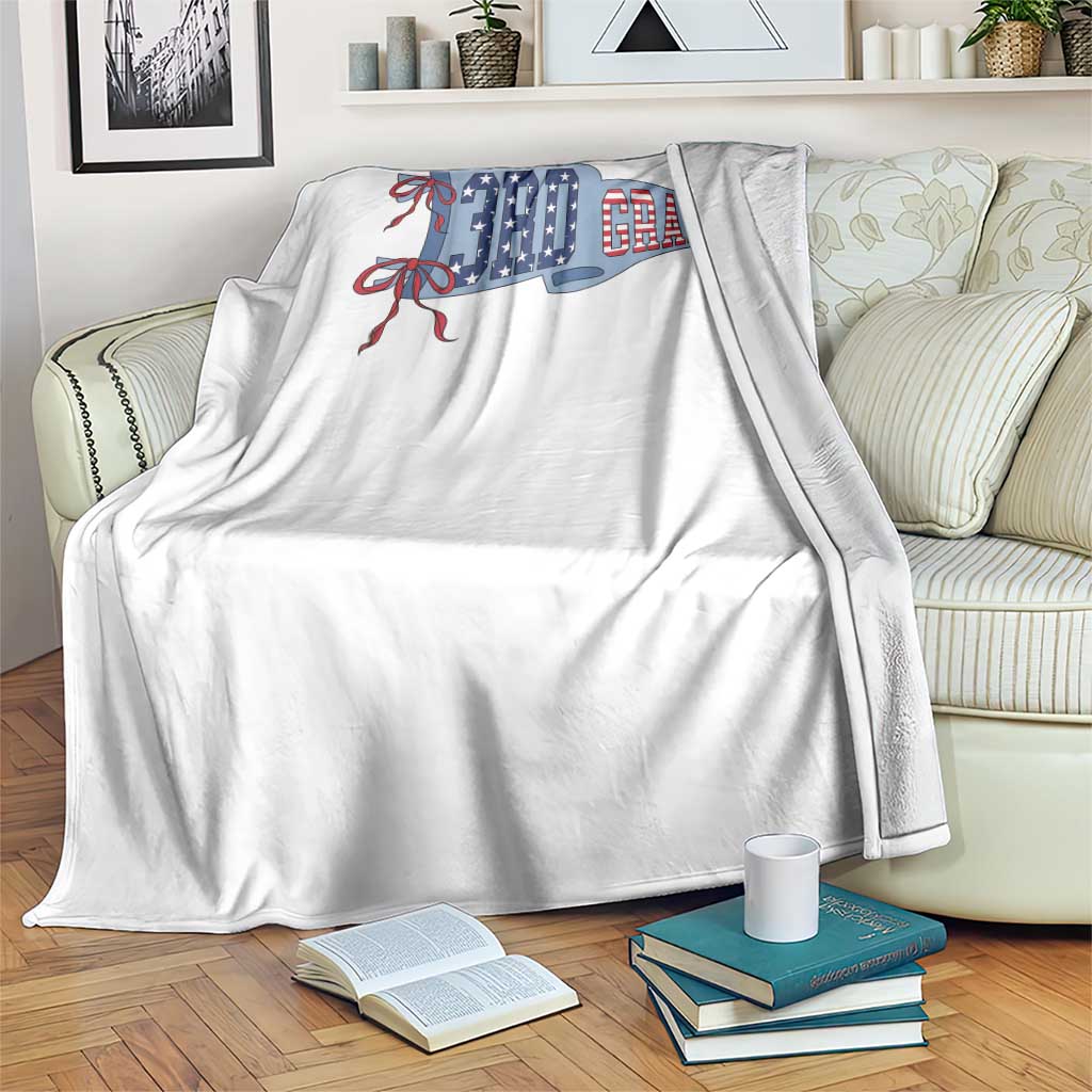 3rd Grade Teacher Pennant US Flag Back to School Throw Blanket