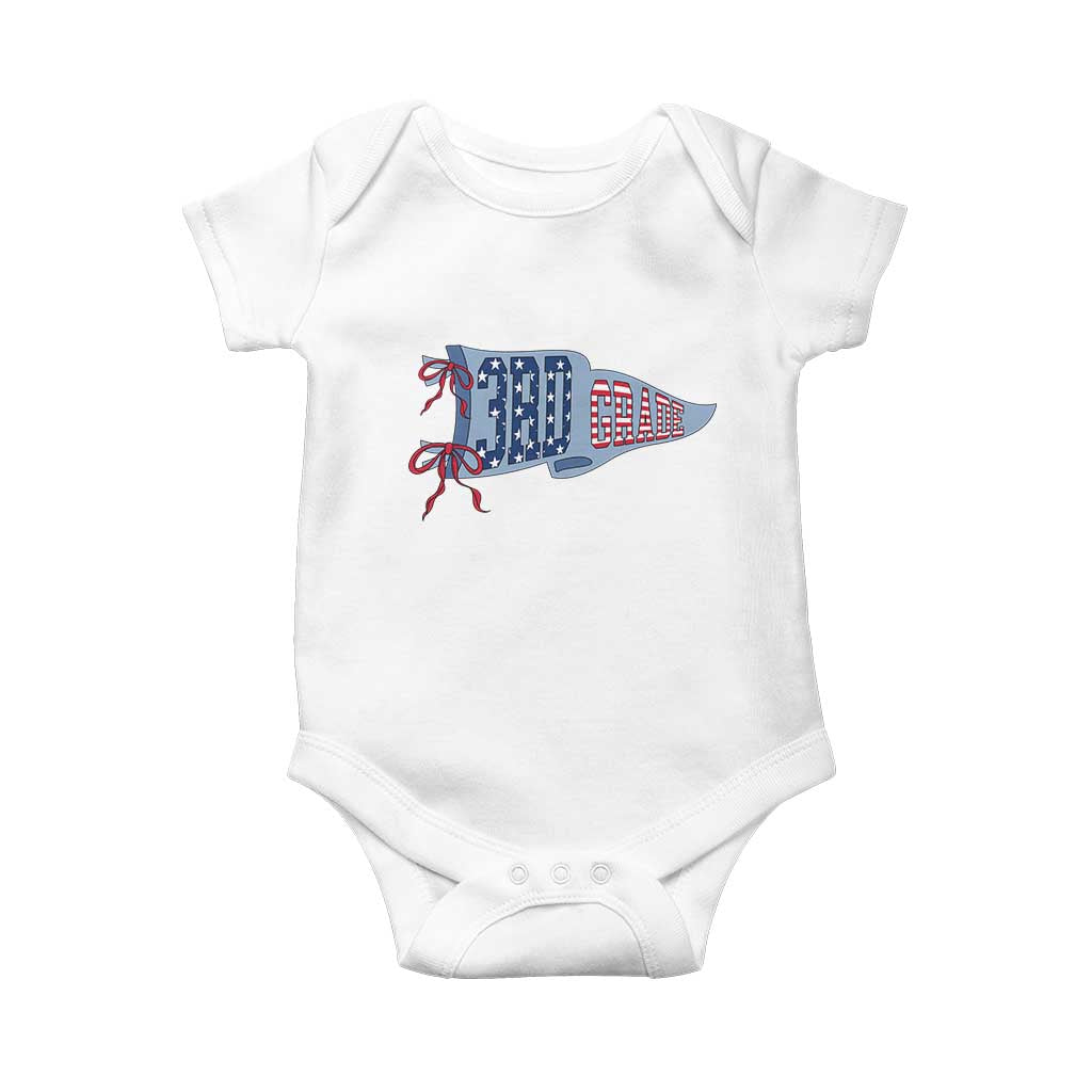 3rd Grade Teacher Pennant US Flag Back to School Baby Onesie