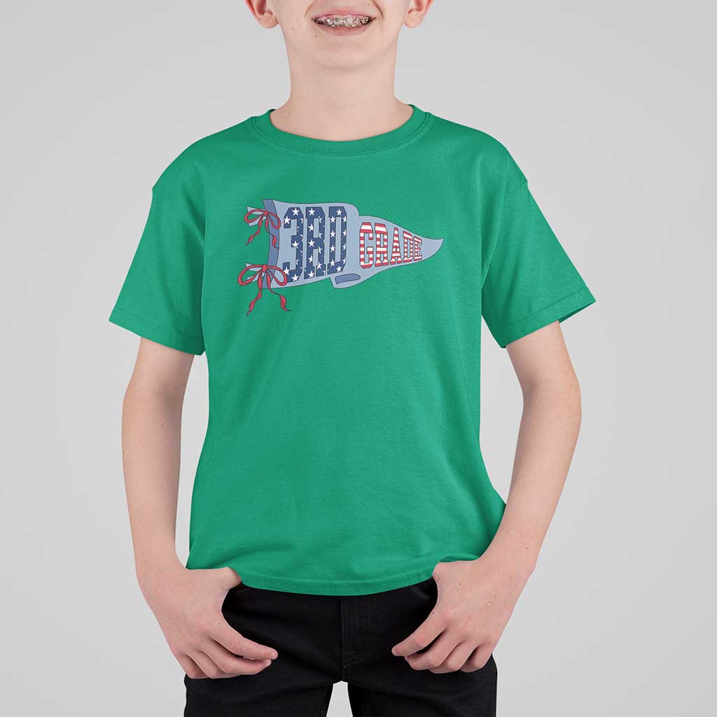 3rd Grade Teacher Pennant US Flag Back to School T Shirt For Kid