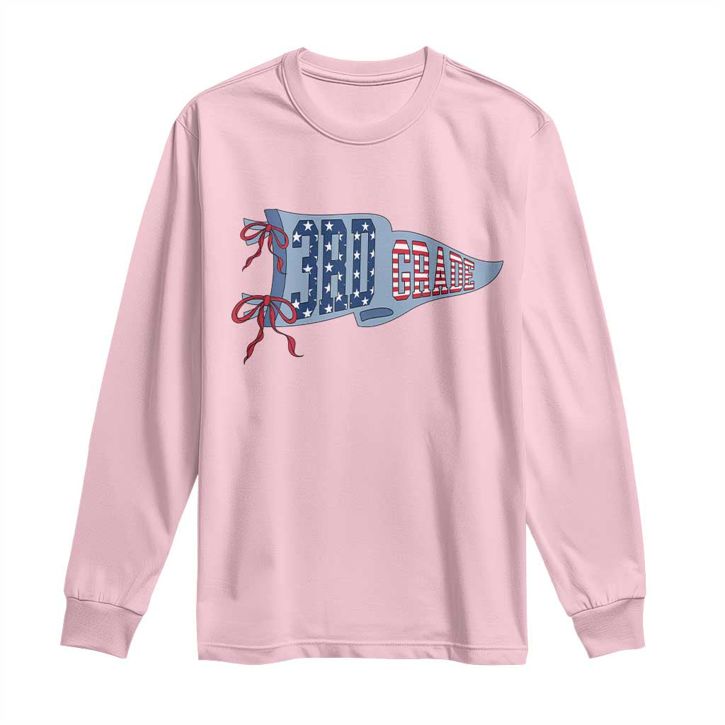 3rd Grade Teacher Pennant US Flag Back to School Long Sleeve Shirt