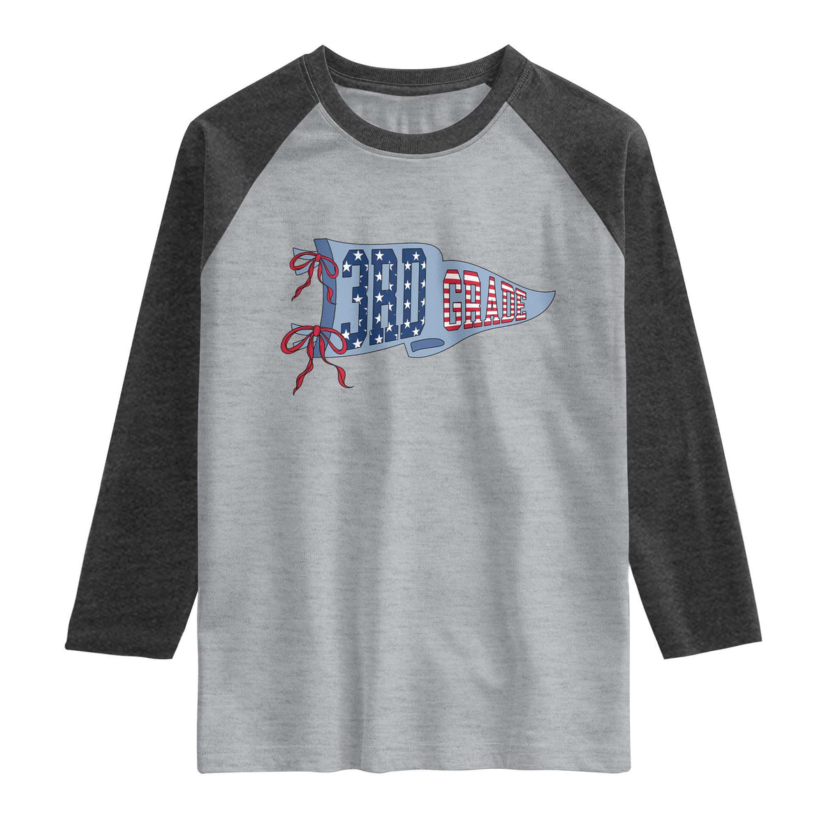 3rd Grade Teacher Pennant US Flag Back to School Raglan Shirt