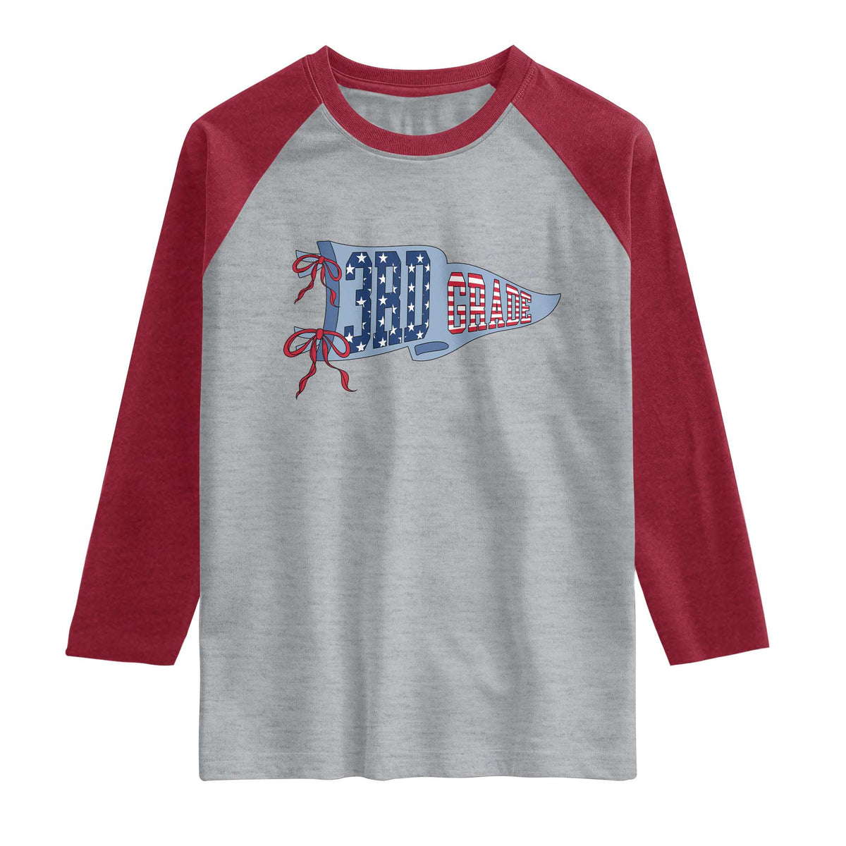 3rd Grade Teacher Pennant US Flag Back to School Raglan Shirt