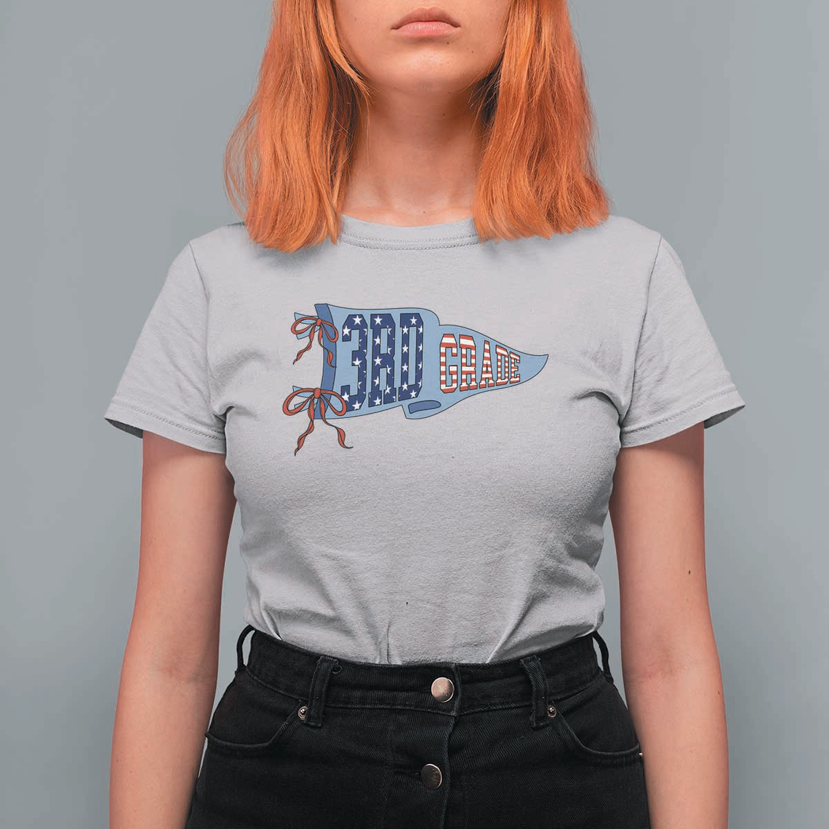 3rd Grade Teacher Pennant US Flag Back to School T Shirt For Women
