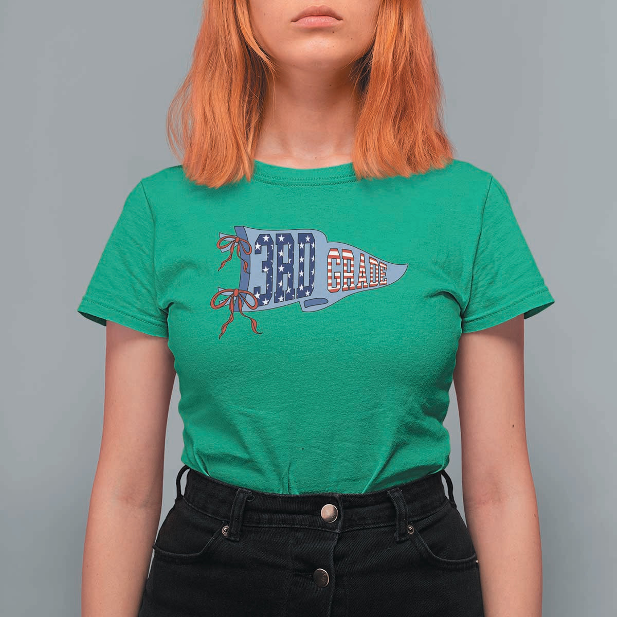 3rd Grade Teacher Pennant US Flag Back to School T Shirt For Women