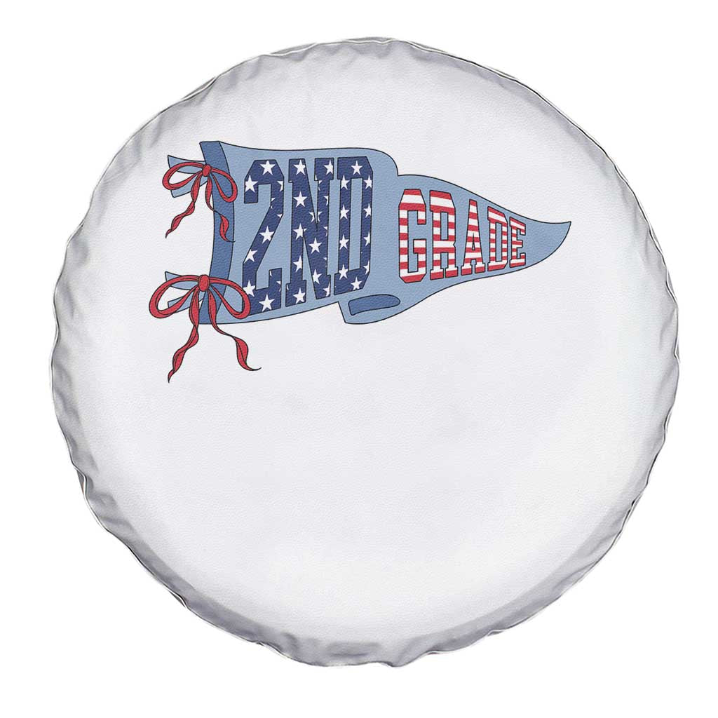2nd Grade Teacher Pennant US Flag Back to School Spare Tire Cover