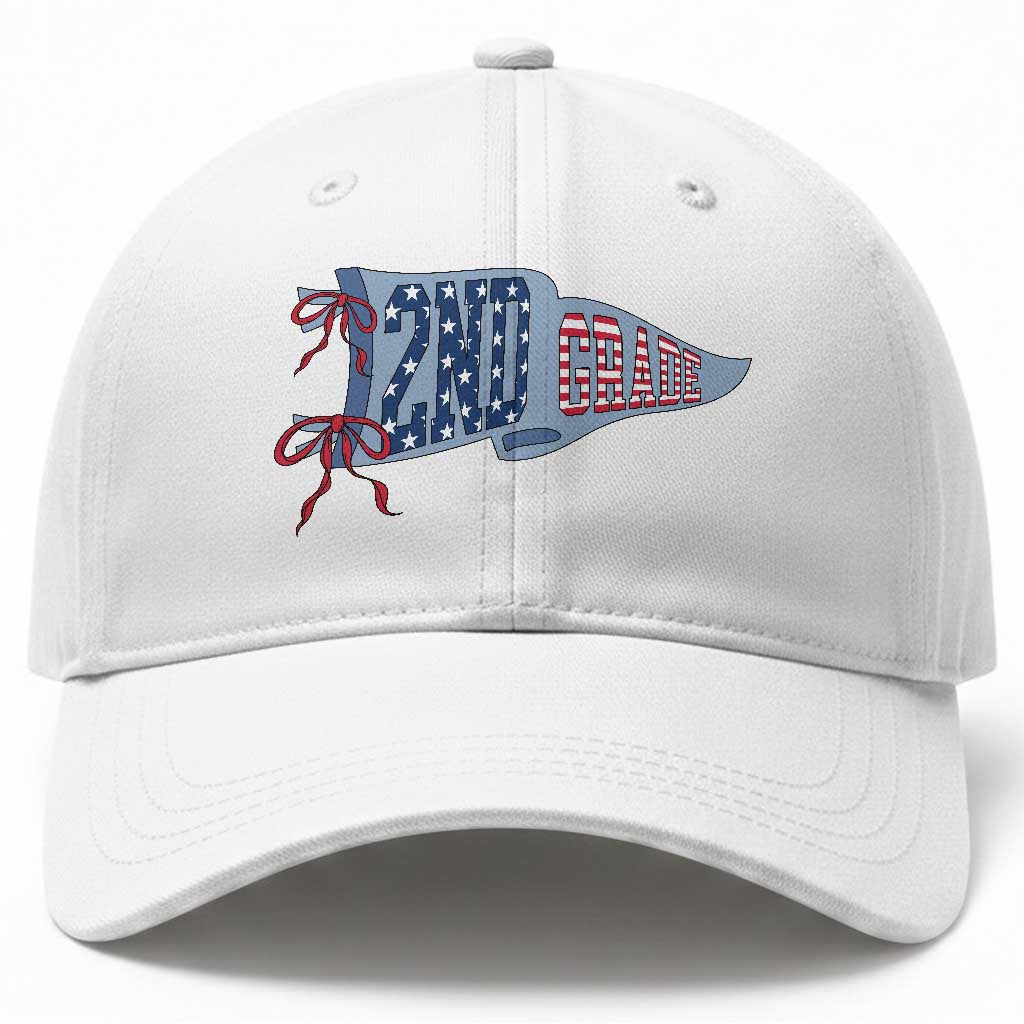 2nd Grade Teacher Pennant US Flag Back to School Baseball Cap