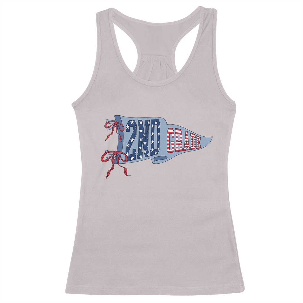 2nd Grade Teacher Pennant US Flag Back to School Racerback Tank Top