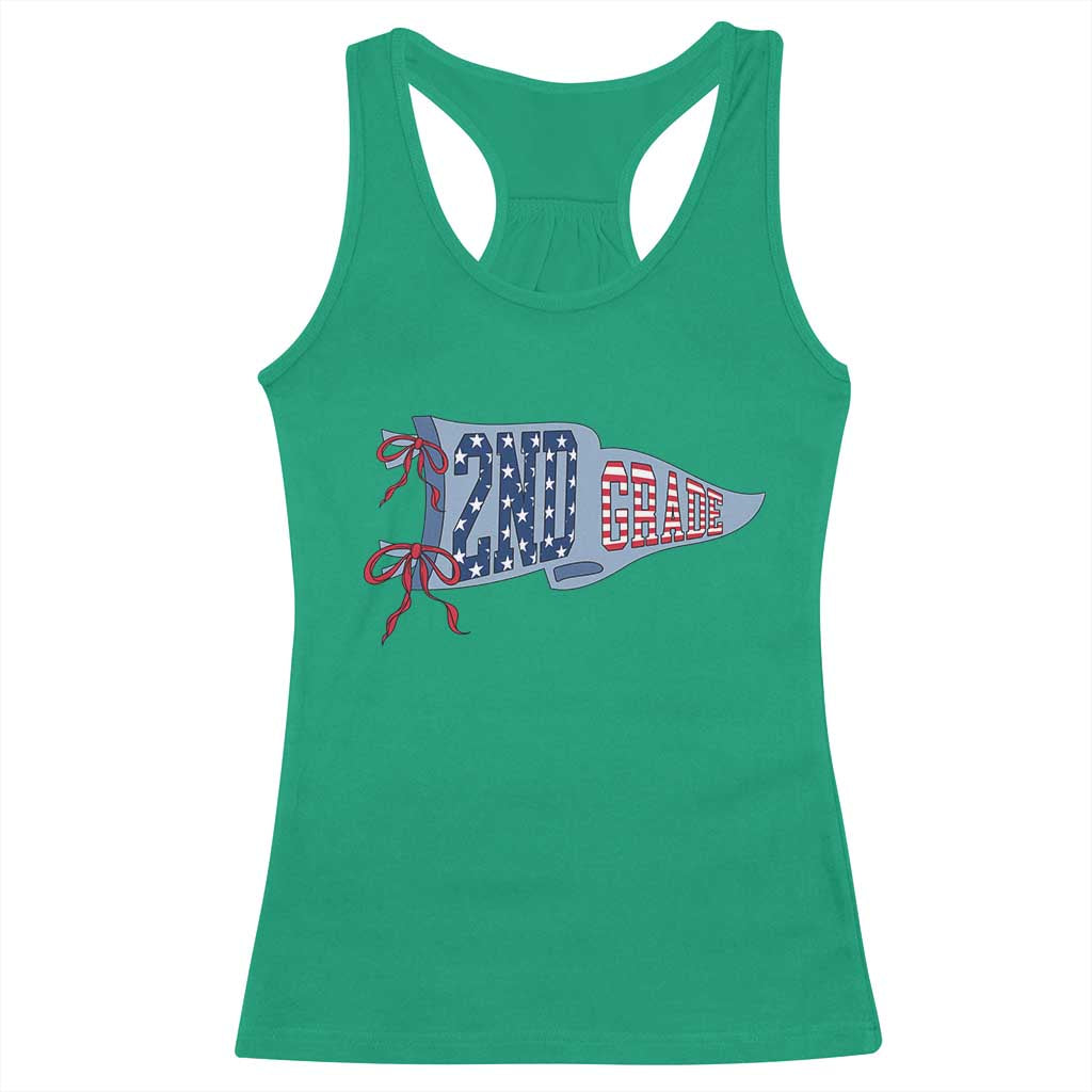 2nd Grade Teacher Pennant US Flag Back to School Racerback Tank Top