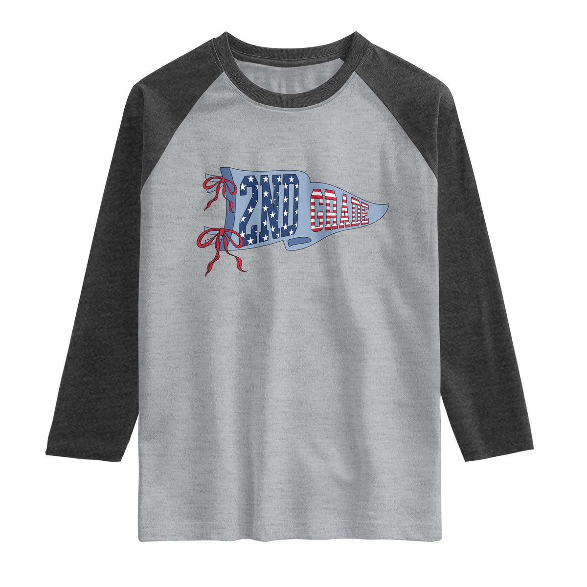 2nd Grade Teacher Pennant US Flag Back to School Raglan Shirt