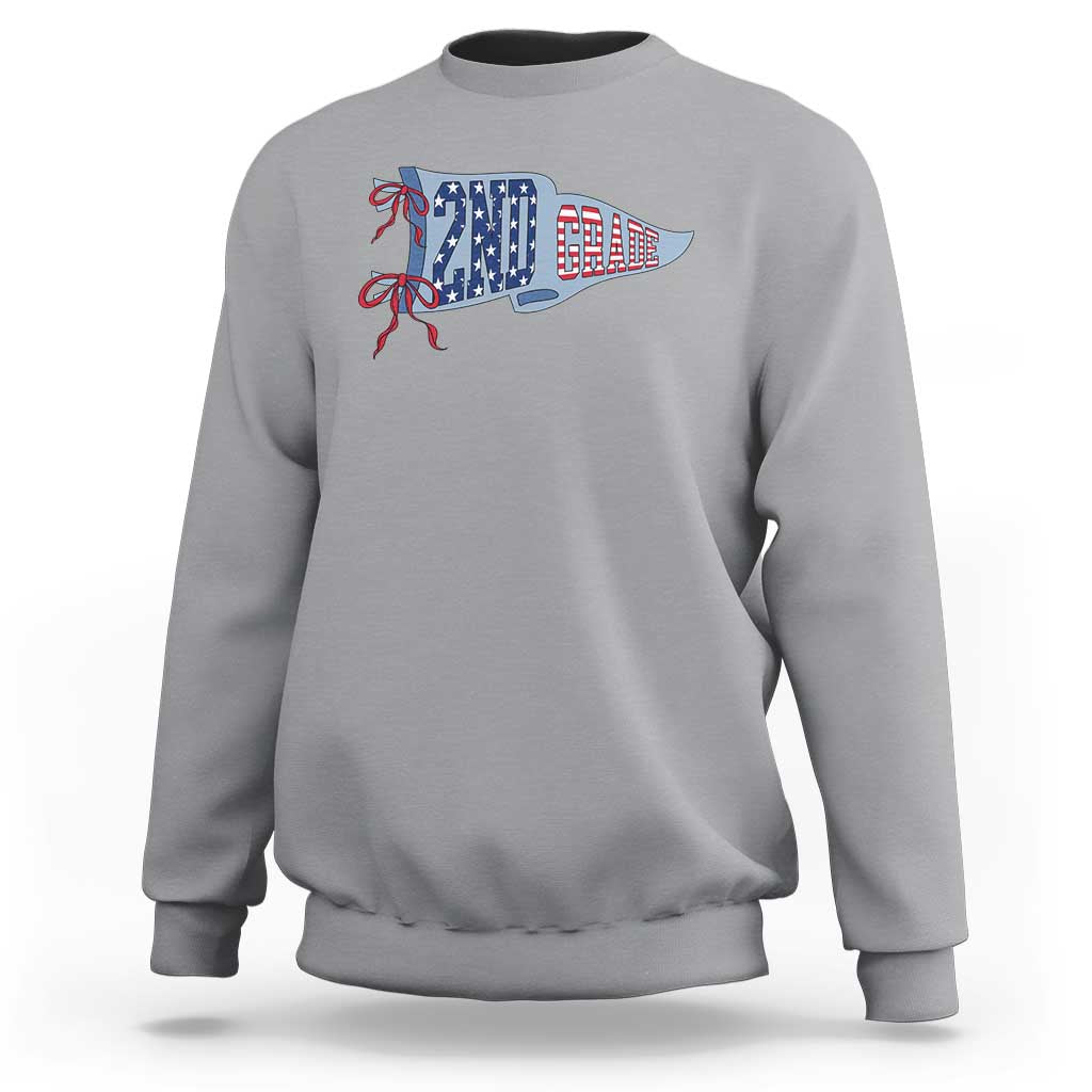 2nd Grade Teacher Pennant US Flag Back to School Sweatshirt
