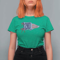 2nd Grade Teacher Pennant US Flag Back to School T Shirt For Women