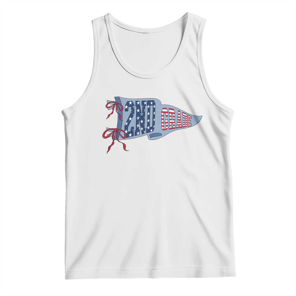 2nd Grade Teacher Pennant US Flag Back to School Tank Top