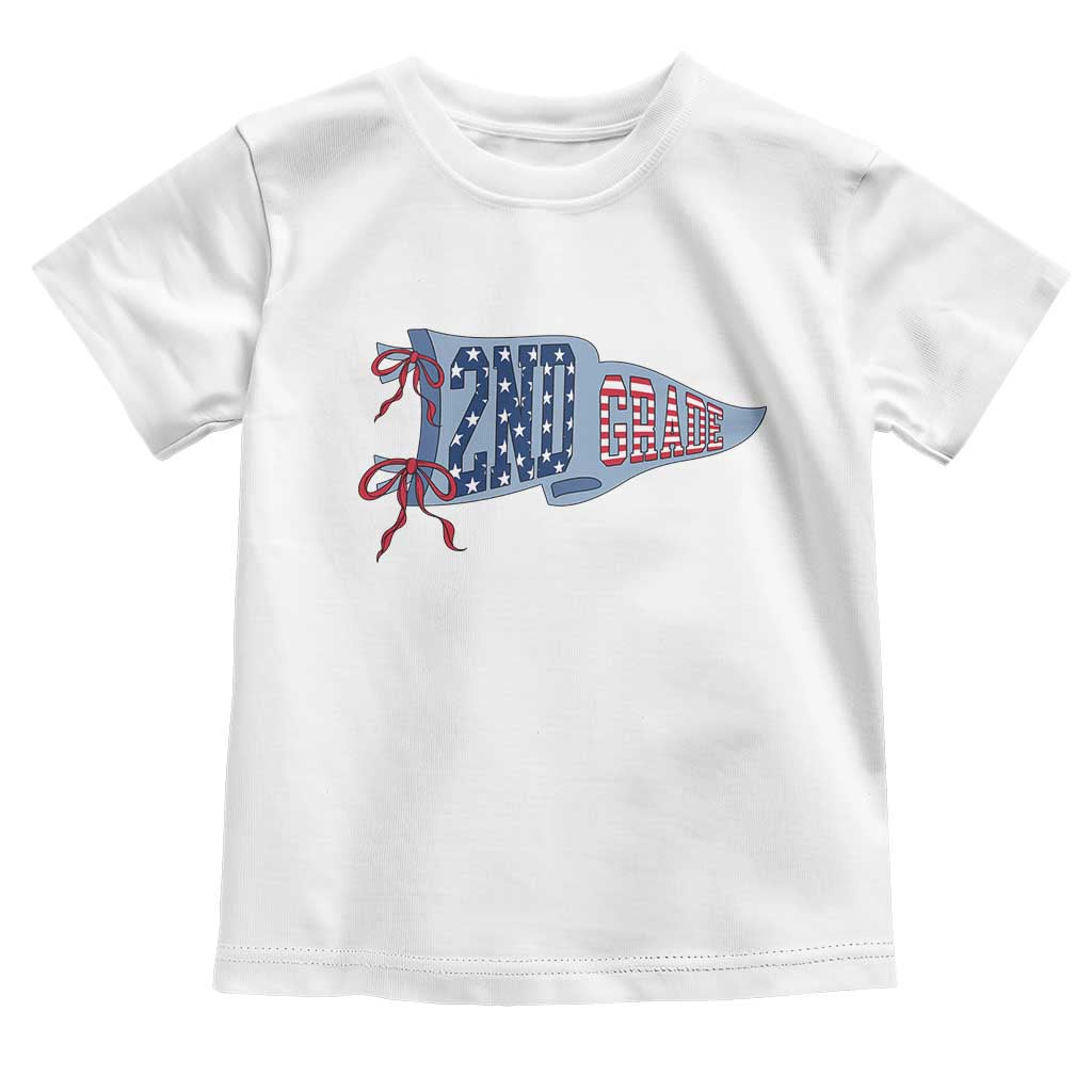 2nd Grade Teacher Pennant US Flag Back to School Toddler T Shirt