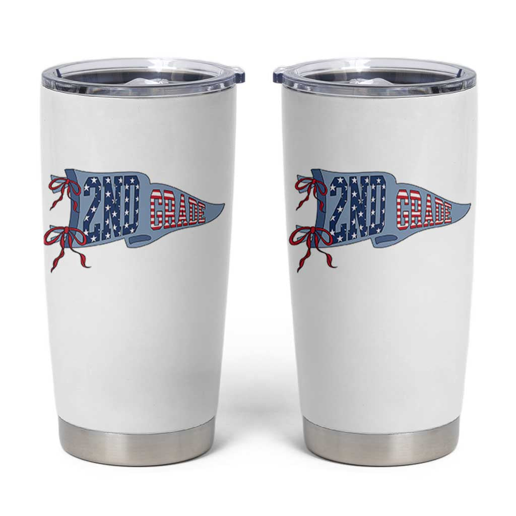2nd Grade Teacher Pennant US Flag Back to School Tumbler Cup