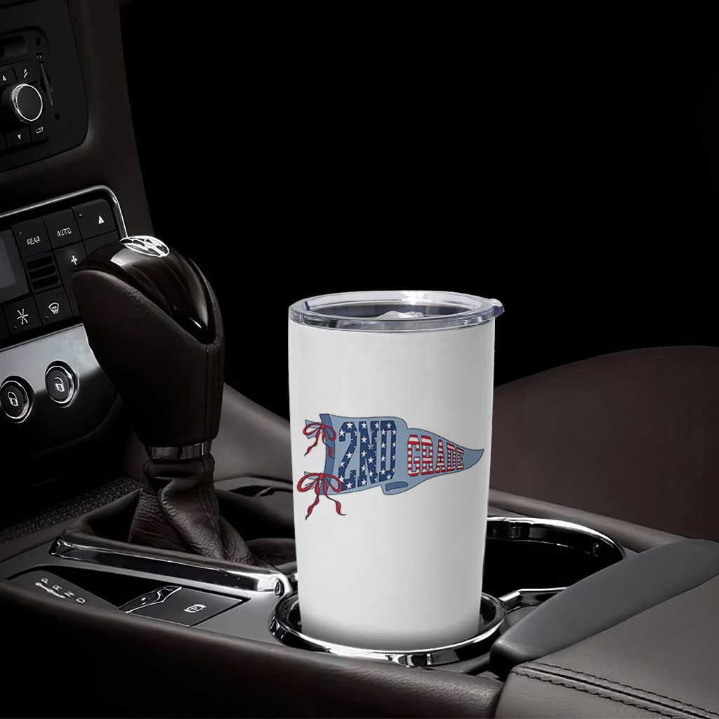 2nd Grade Teacher Pennant US Flag Back to School Tumbler Cup