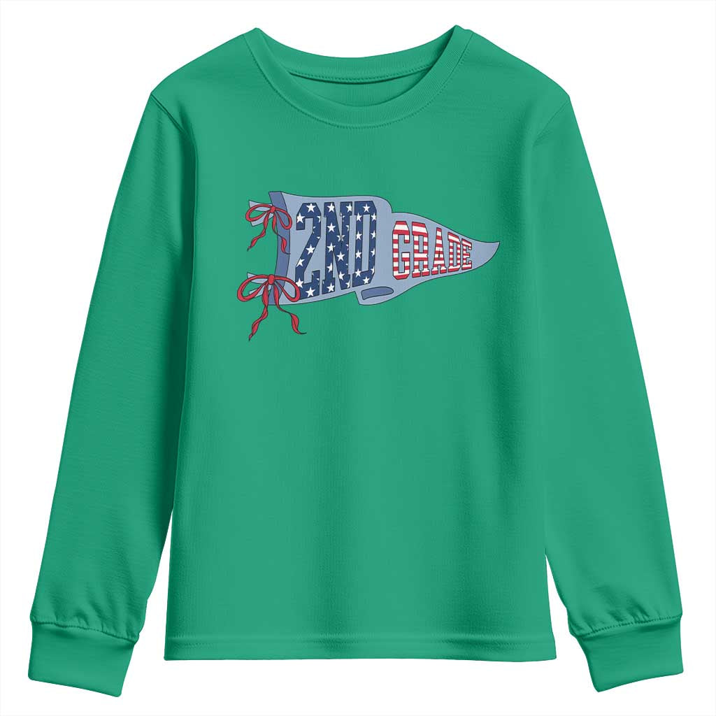 2nd Grade Teacher Pennant US Flag Back to School Youth Sweatshirt
