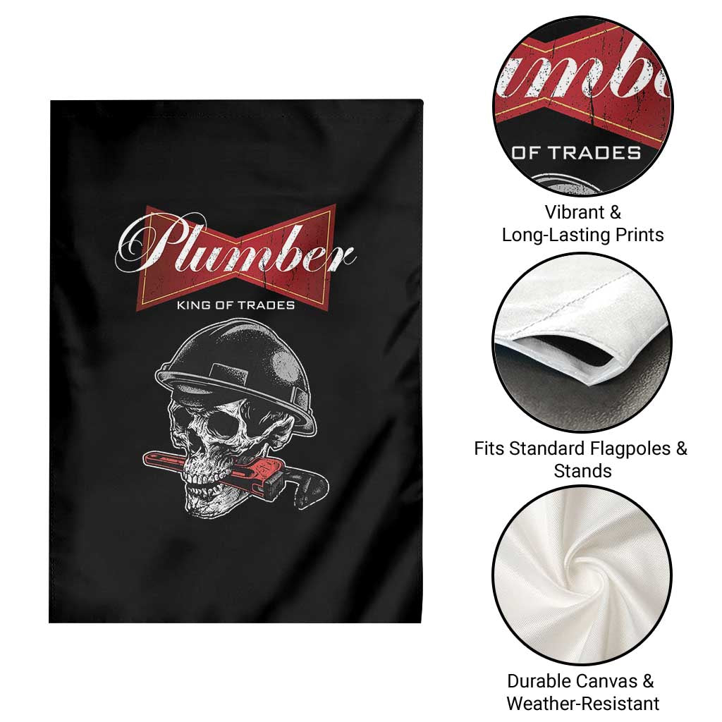 Plumber Plumbing Skull Garden Flag King Of Trades - Wonder Print Shop