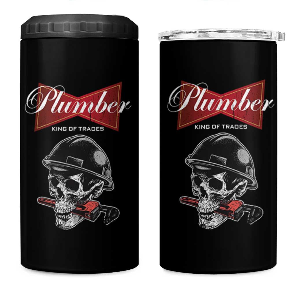 Plumber Plumbing Skull 4 in 1 Can Cooler Tumbler King Of Trades