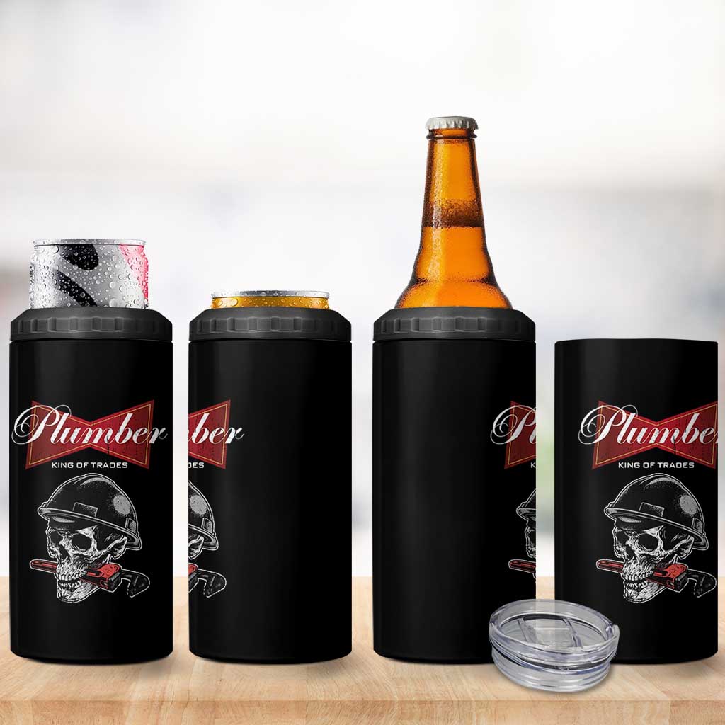 Plumber Plumbing Skull 4 in 1 Can Cooler Tumbler King Of Trades