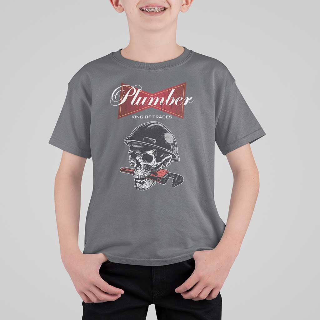Plumber Plumbing Skull T Shirt For Kid King Of Trades - Wonder Print Shop
