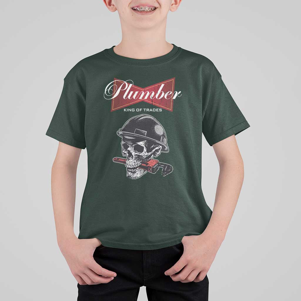 Plumber Plumbing Skull T Shirt For Kid King Of Trades - Wonder Print Shop
