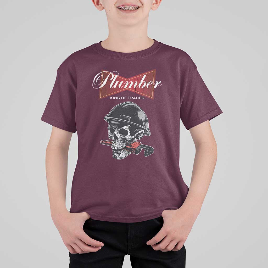 Plumber Plumbing Skull T Shirt For Kid King Of Trades - Wonder Print Shop