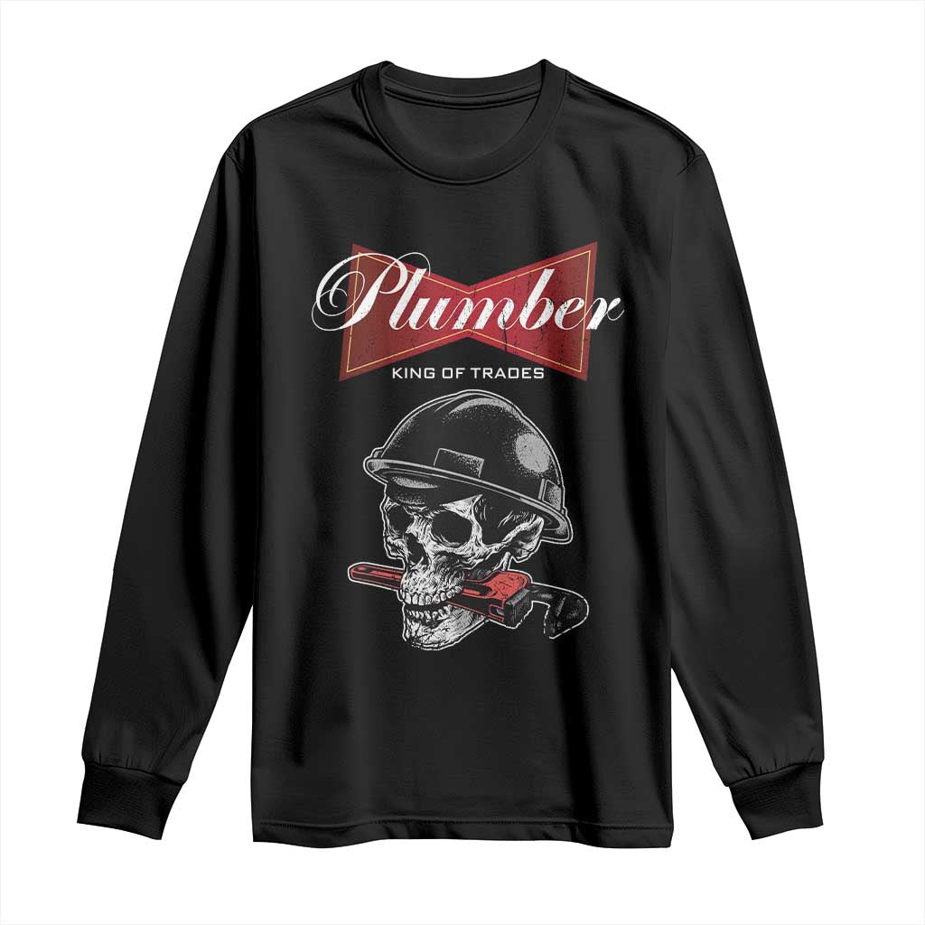 Plumber Plumbing Skull Long Sleeve Shirt King Of Trades - Wonder Print Shop