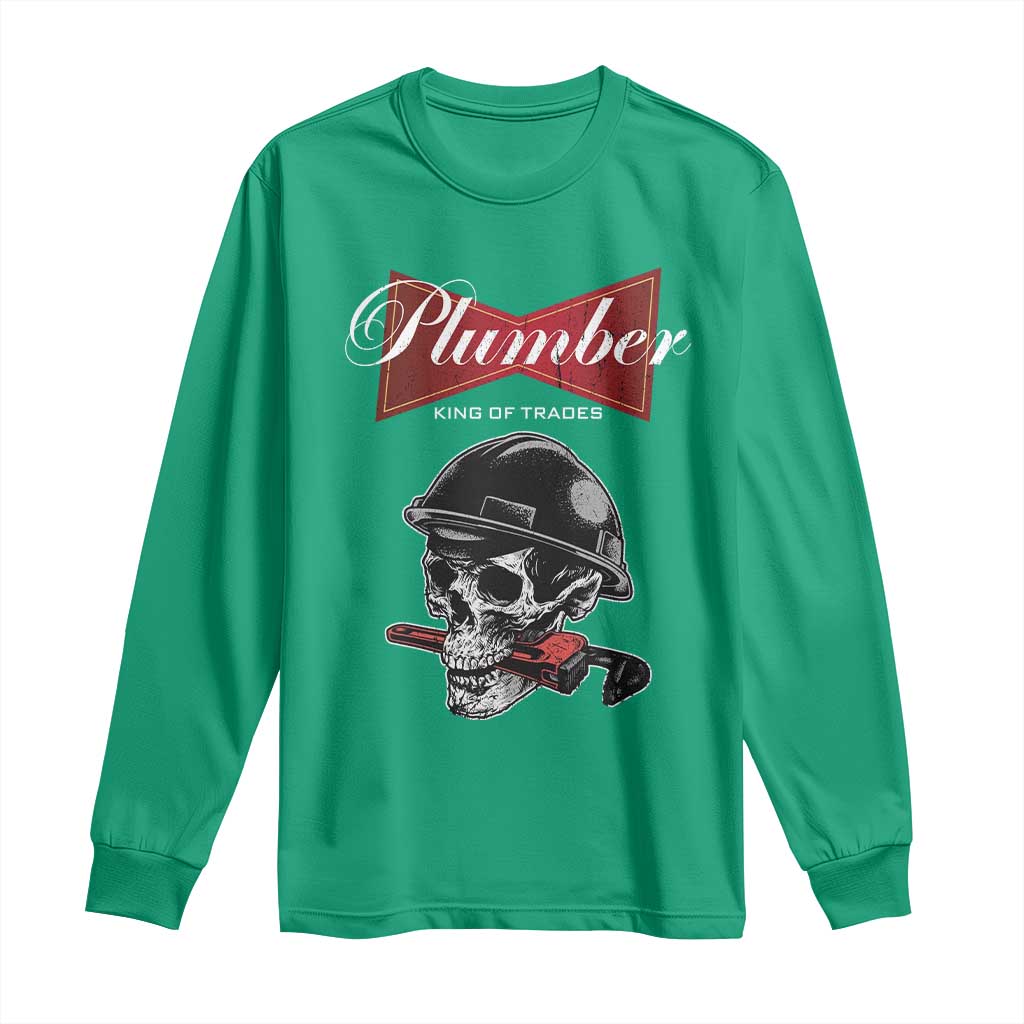 Plumber Plumbing Skull Long Sleeve Shirt King Of Trades - Wonder Print Shop