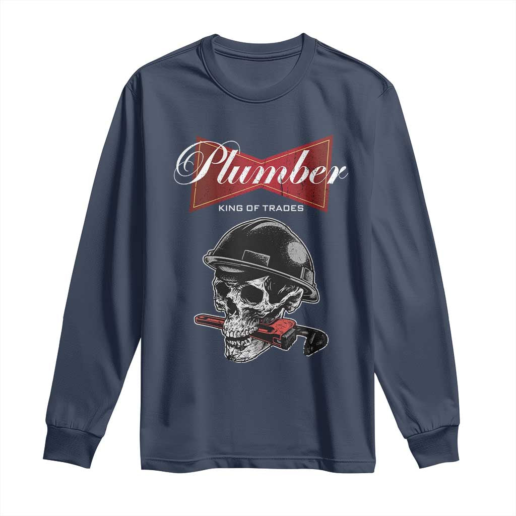 Plumber Plumbing Skull Long Sleeve Shirt King Of Trades - Wonder Print Shop