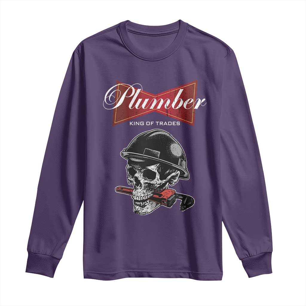 Plumber Plumbing Skull Long Sleeve Shirt King Of Trades - Wonder Print Shop