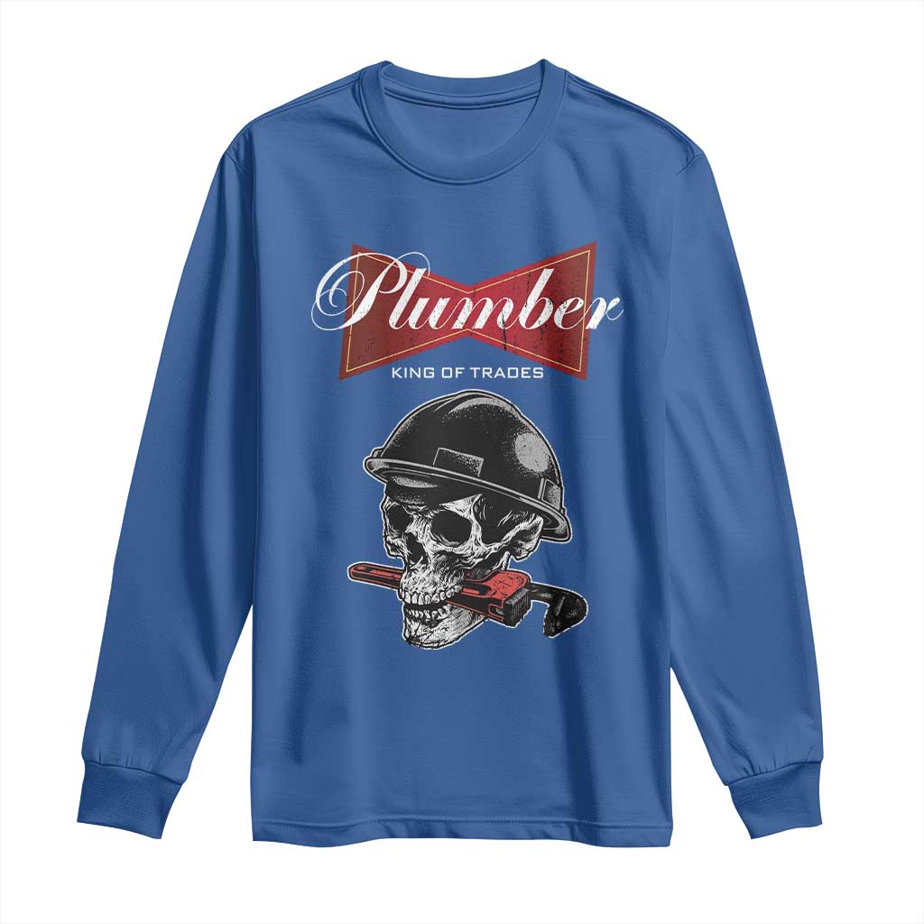 Plumber Plumbing Skull Long Sleeve Shirt King Of Trades - Wonder Print Shop