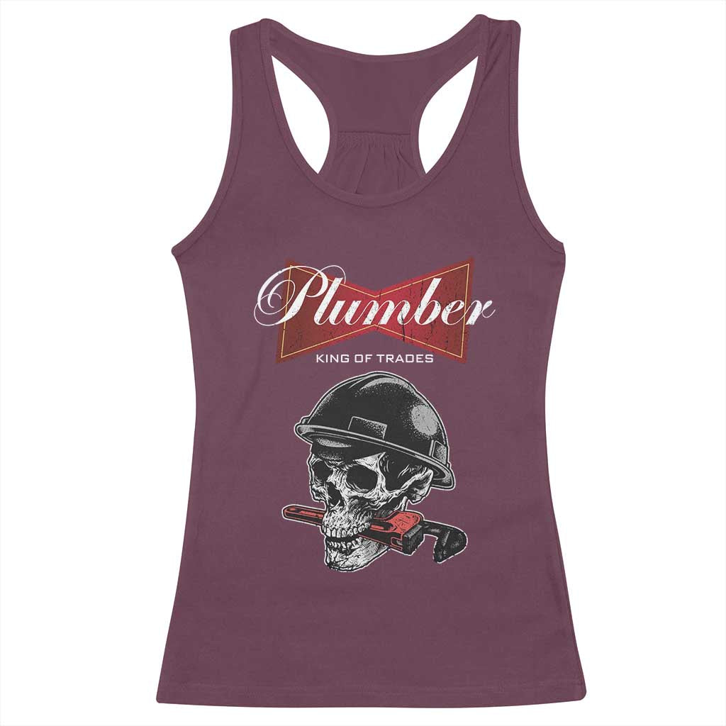 Plumber Plumbing Skull Racerback Tank Top King Of Trades - Wonder Print Shop