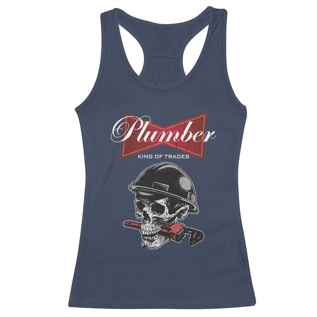 Plumber Plumbing Skull Racerback Tank Top King Of Trades - Wonder Print Shop