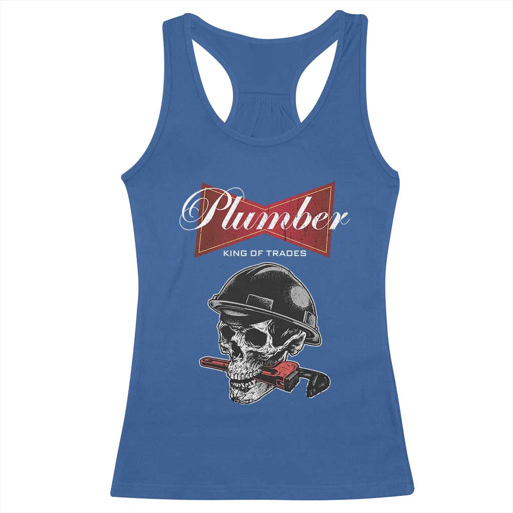 Plumber Plumbing Skull Racerback Tank Top King Of Trades - Wonder Print Shop