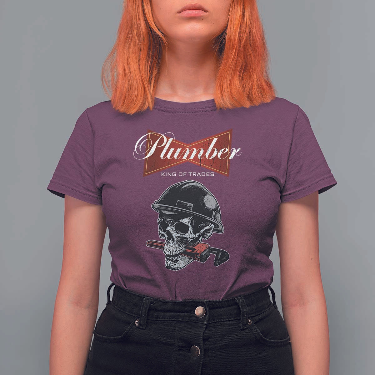 Plumber Plumbing Skull T Shirt For Women King Of Trades - Wonder Print Shop