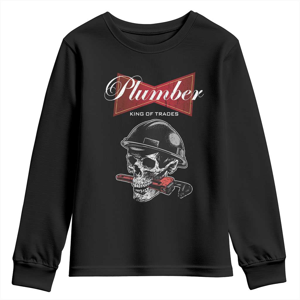 Plumber Plumbing Skull Youth Sweatshirt King Of Trades - Wonder Print Shop