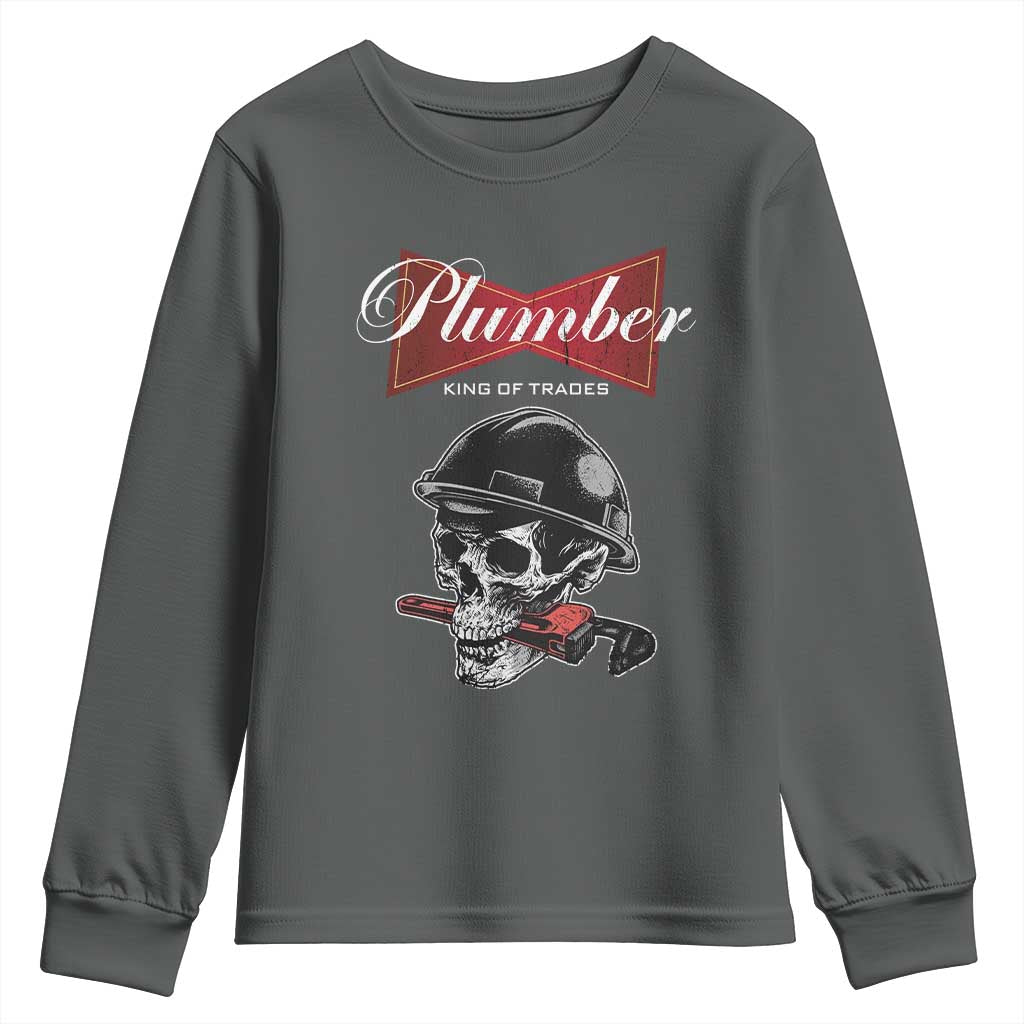 Plumber Plumbing Skull Youth Sweatshirt King Of Trades - Wonder Print Shop