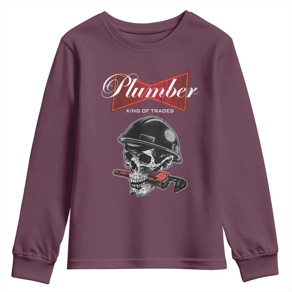 Plumber Plumbing Skull Youth Sweatshirt King Of Trades - Wonder Print Shop