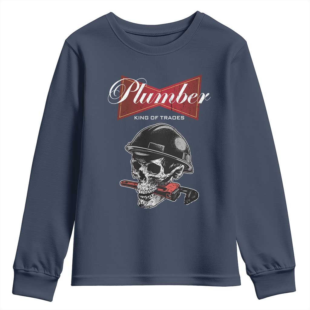 Plumber Plumbing Skull Youth Sweatshirt King Of Trades - Wonder Print Shop