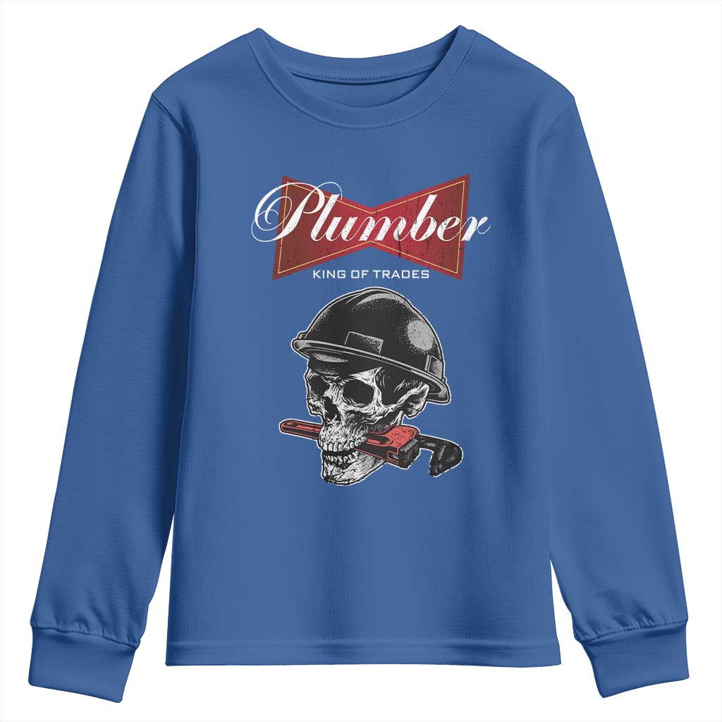 Plumber Plumbing Skull Youth Sweatshirt King Of Trades - Wonder Print Shop