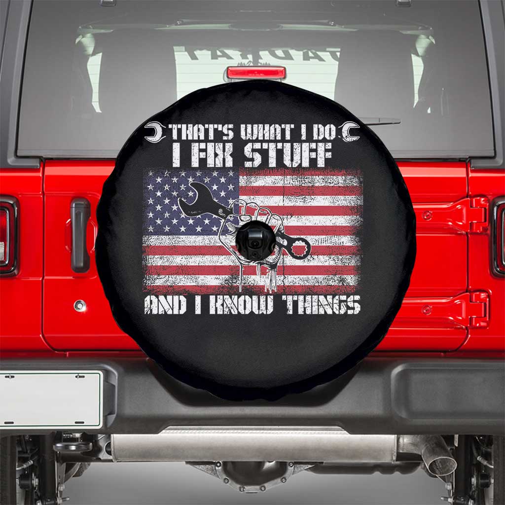Patriotic Mechanic American Flag Car Repairman Spare Tire Cover - Wonder Print Shop