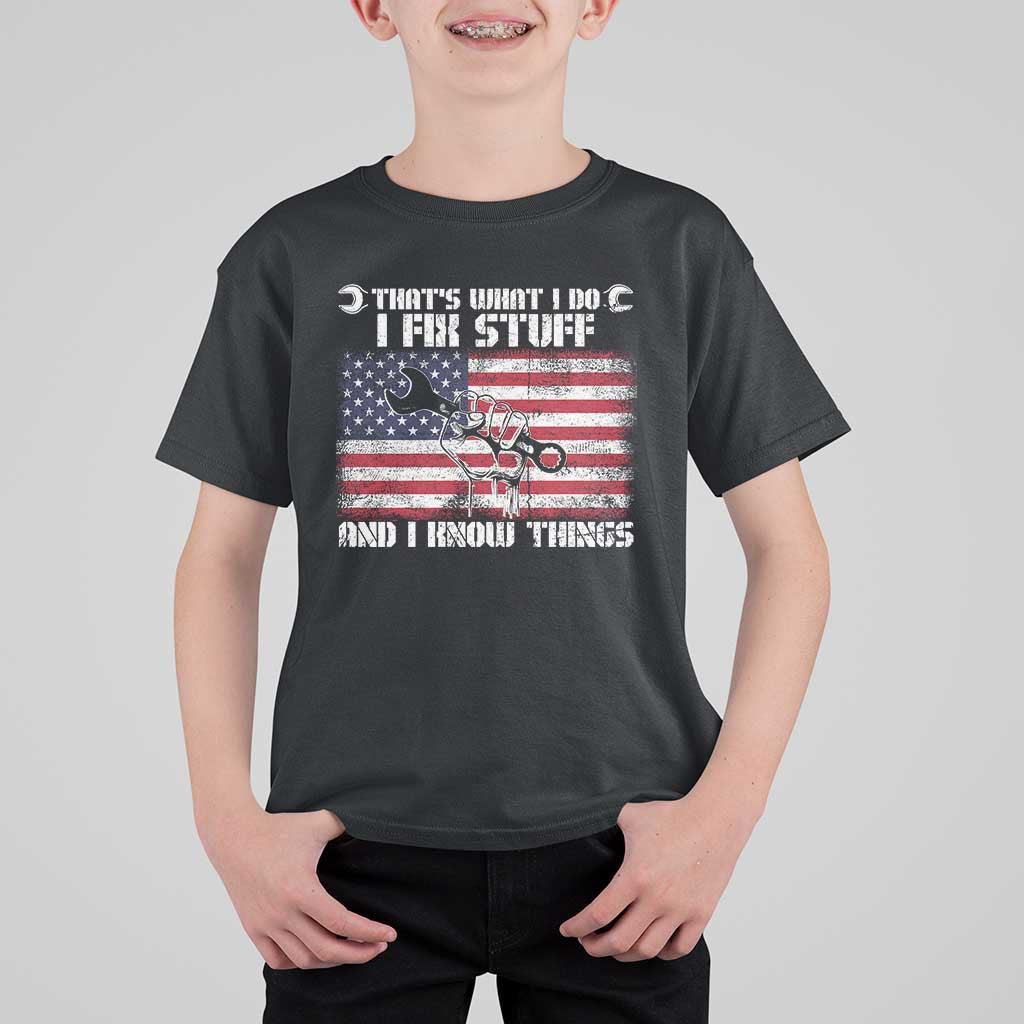 Patriotic Mechanic American Flag Car Repairman T Shirt For Kid - Wonder Print Shop