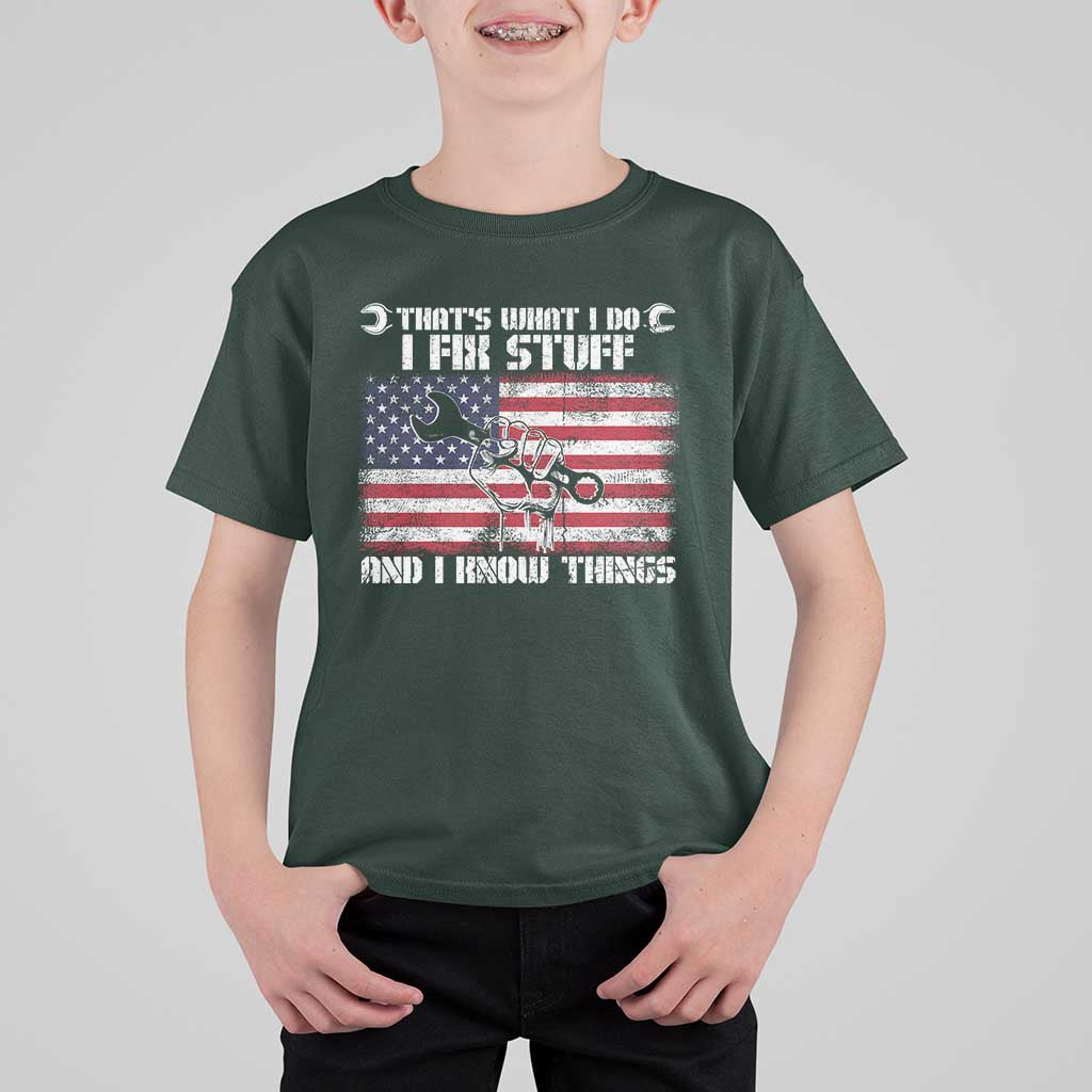 Patriotic Mechanic American Flag Car Repairman T Shirt For Kid - Wonder Print Shop